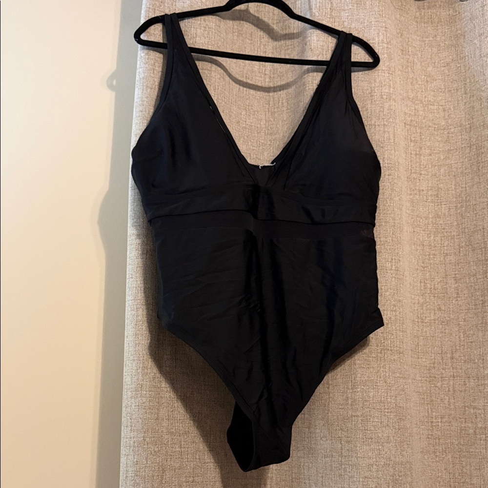 SHEIN Classic Black Mesh One-Piece Swimsuit -3X